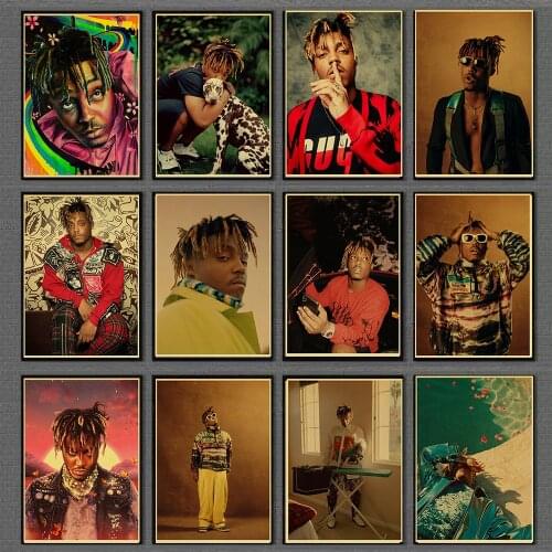 Vintage Juice Wrld Rapper Fame Hip Hop Rapper Retro Poster For Painting Wall Bar Poster Living Room Home Decor