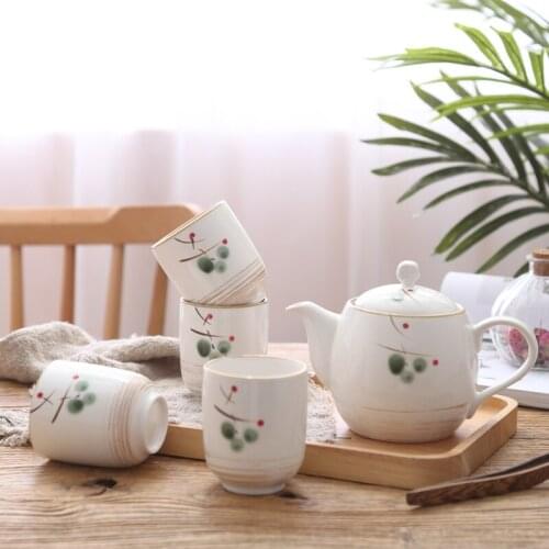Japanese style ceramic household filter afternoon flower tea pot cup bamboo tray plate Chinese Kung Fu tea set