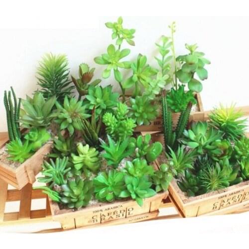 Green Flocking Artificial Succulents Plants Home Garden Decoration Flower Arrangement Bathroom Accessories Planta Artificial