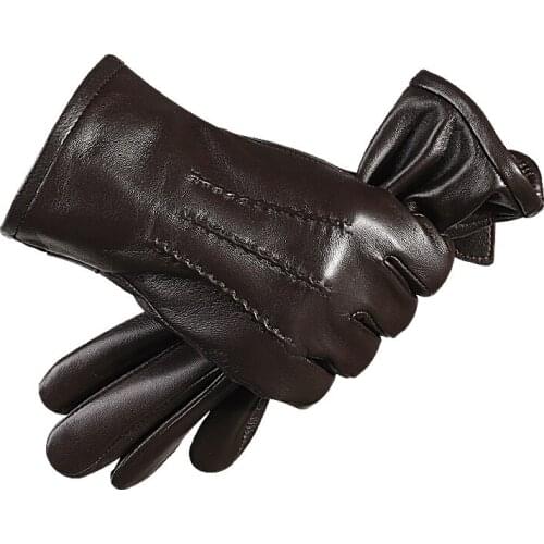 2020 Winter Gloves for Men Warm Riding Driving Gloves Touch Screen Sheepskin Leather Gloves Thickening Windproof Waterproof