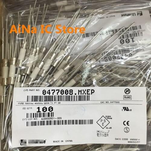 10PCS/LOT 0477008.MXEP FUSE CERM 8A 500VAC 400VDC 5X20 New Original
