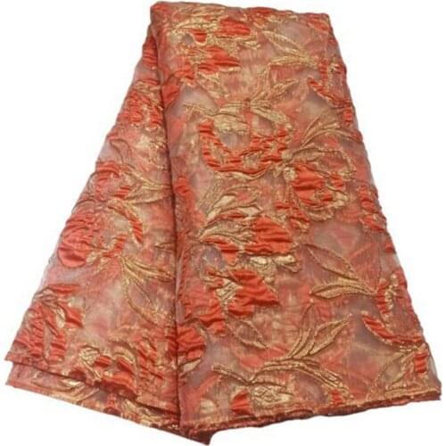 2021 Orange High Quality Brocade Lace Embroidery Flower African Lace Fabric Jacquard Tissue French Lace Fabric For Weding Sew
