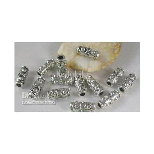 240pcs Tibetan silver metal dotted tube spacer beads A8222