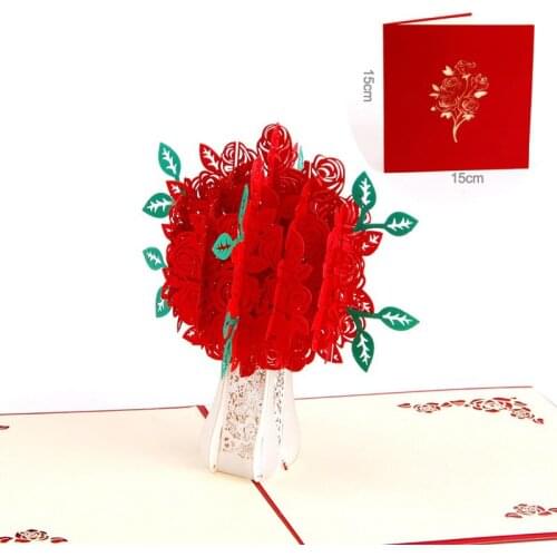 3D Laser Cut Handmade Carving Rose Tree Paper Invitation Greeting Cards PostCard Valentines Day Wedding Propose Creative Gift