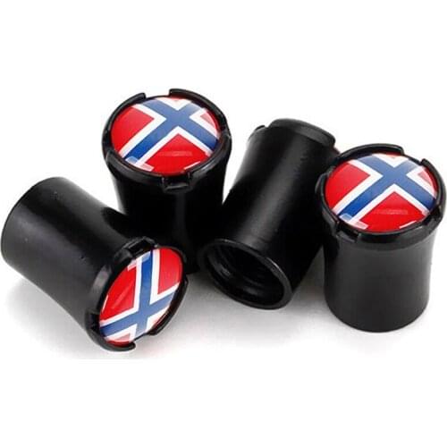 4pcs/Lot Norway Flag Car Tire Valve Caps For Fiat 500 Bravo Punto Palio Linea Wheel Tires Air Dust Waterproof Screw Airtight Cap