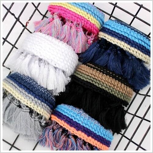 5 Yards/Lot Lace Ribbon Tassel Fringe Pom pom Trim Cotton Ethnic Pompon Braid for Home Decoration Fabric Trim DIY Sewing Curtain
