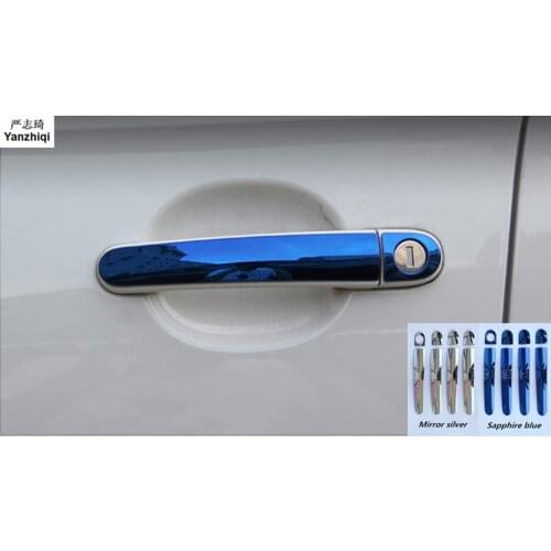 Stainless steel 8pcs/lot Car door shake handshandle decoration sequins Car Styling for Skoda 2014-2017 Rapid / Rapid Spaceback