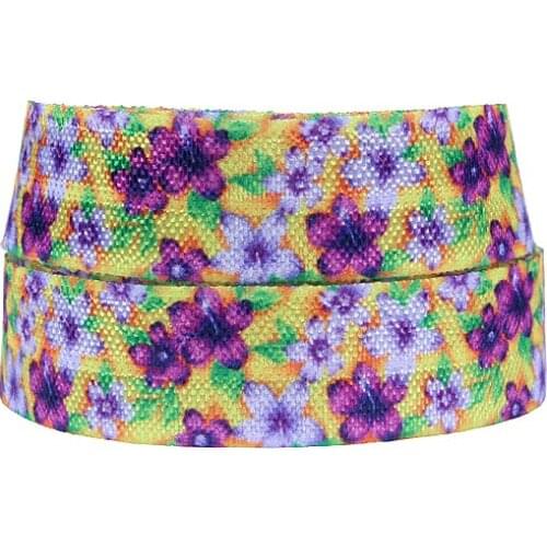 Free shipping flower foe, wholesale purple tiny flower printed fold over elastic