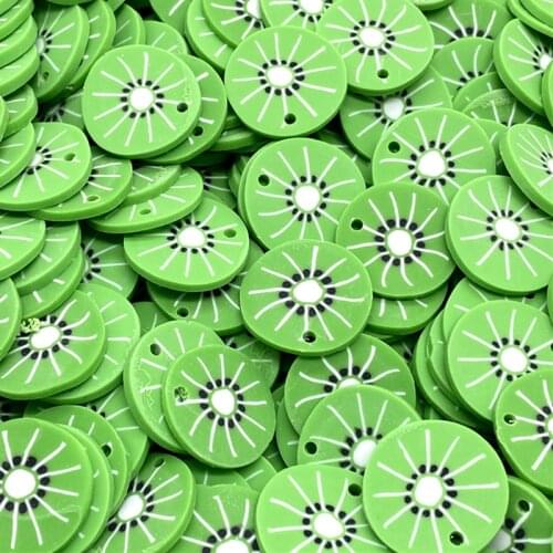 20Pcs/lot 20mm Kiwi Beads Flakes Clay Beads Polymer Spacer Beads For Jewelry Making DIY Bracelet Hairpin #A89-8