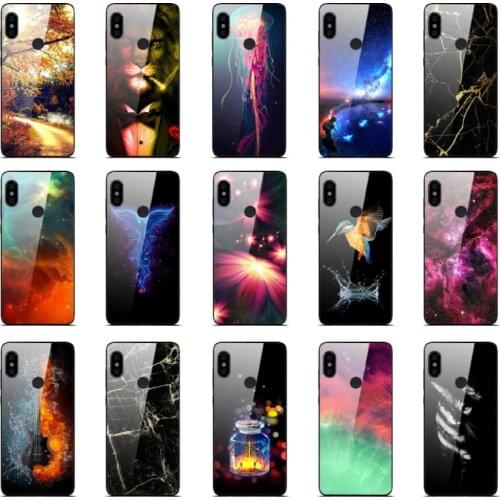 For Xiaomi Redmi Note 6 Note6 Pro Case Silicone Tempered Glass Case Funda For Xiaomi Redmi Note 6 Black Case Bumper Cover Marble