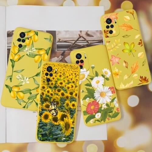 Flower Yellow Case For Xiaomi Redmi Note 10S 10 9 8 7 Pro 9S 9T 8T Redmi 8A 9A 9C Xiomi Mi 11 Lite Note10 Case Silicone Soft TPU