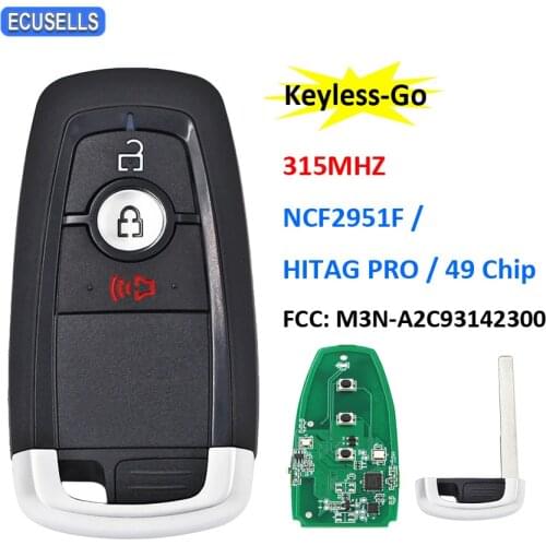 3B Remote Car Key for Ford Edge Ecosport Explorer F-150 F250 F350 Fusion 315MHz NCF2951F / HITAG PRO / 49 Chip M3N-A2C93142300