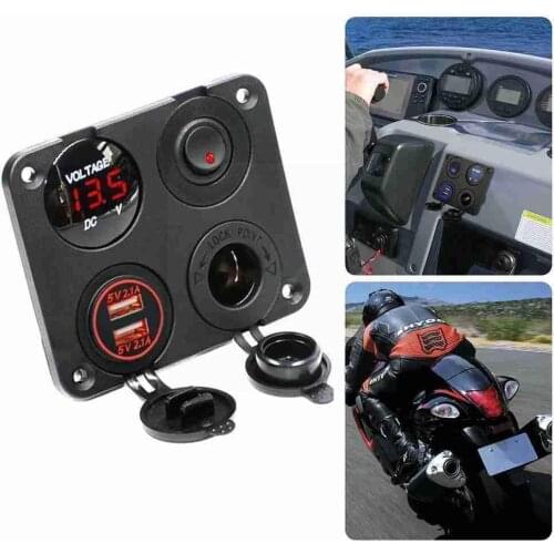 Dual USB Charger Socket Outlet For The Cigarette Lighter Socket Waterproof Rocker Marine Panel Switch K7Q2