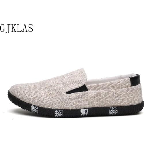 Breathable Men Linen Canvas Shoes Summer Male Casual Espadrilles Driving Shoes Man Comfortable Outside Walking Shoes for Men
