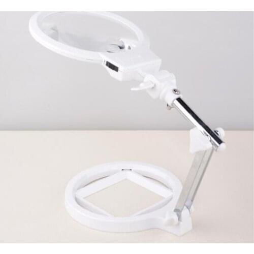 Hot 2X 6X Desktop LED Illuminated Elderly People Reading Repair Magnifier Magnifying Glass with LED Lamps