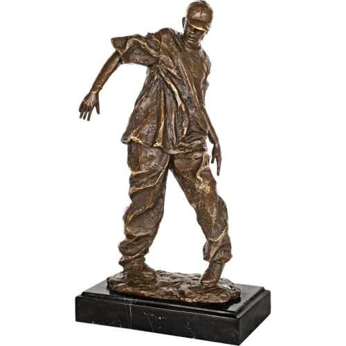 Street Dance Boy Statue Sculpture Bronze Modern Art Marble Base Hot Casting Wonderful Home Decor Gifts