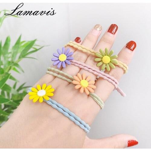 Korean Lovely Daisy Small Rubber Band Little Girl Child Girl Baby Hair Rope Hair Ring Princess Hair Ornaments Heirloom Female