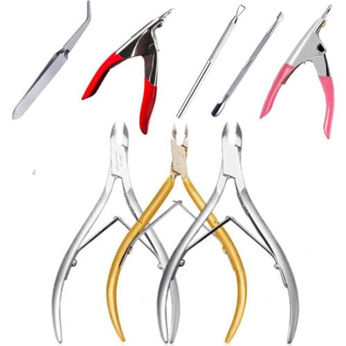 1PC Stainless Steel Nail Art Manicure Tools Kits Set Cuticle Spoon Pusher Nippers Trimmer Nail Clipper Cutter Makeup Nail Tool