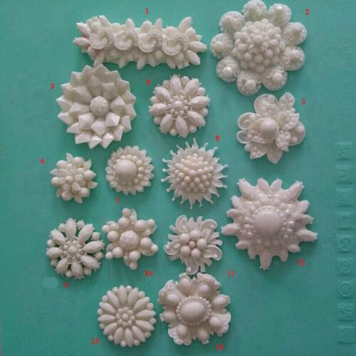 Fashion brooch flower jewely silicone mold for decorating cake fondant molds