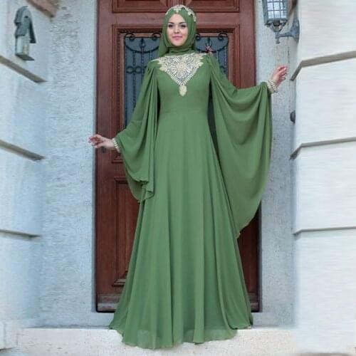 Muslim Dress Women Turkey Vintage Abaya Dress Women Batwing Sleeve Big Swing Islamic Party Dresses Moroccan Kaftan Jilbab Robe