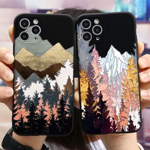 3D Emboss Mountain Tree Soft Phone Case For iPhone 12 Mini 6 7 6S 8 Plus 5 SE 2020 X XR XS 11 Pro Max TPU Relief TPU Back Cover
