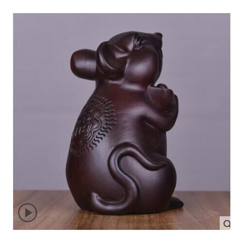 Mouse Zodiac lucrative mahogany solid wood household living room crafts Black sandalwood carved Decorative Ornaments