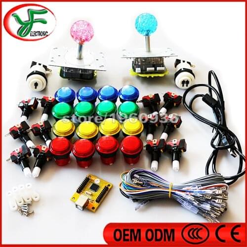 Arcade mame DIY KIT FOR PC/PS3 2 players USB to jamma LED illuminated joystick 32mm push button with microswitch 1P 2P button