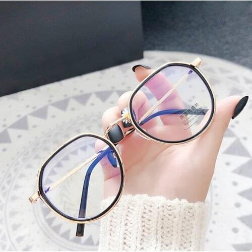 Anti Radiation Glasses for Women Korean Style Blue Light Filter Eyeglasses Men Computer Gaming Glasses High Quality Luxury Metal