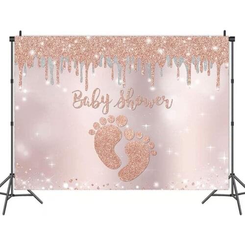 Pink Child Feet Backdrops Photo Background House Decors for Baby Shower Birthday Party Portrait Photography Props