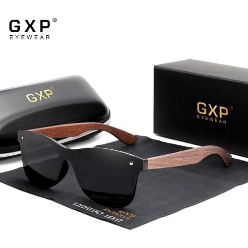 GXP Handmade Walnut Wooden Eyewear Polarized Mirror UV400 Sunglasses Men Women Vintage Design Oculos de sol masculino