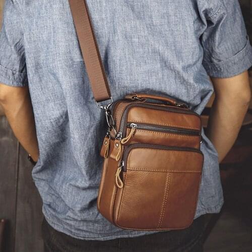Retro Mens Handbag Shoulder Bag High Quality Genuine Leather Crossbody Business Bag Male Messenger Bags Designer Man Bag