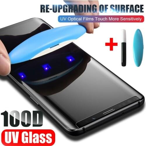 UV Full Glue Tempered Glass For Samsung Galaxy S20 Plus S10 S20 S9 S8 Note 10 8 9 Plus UV Screen Protector Film For Samsung S20