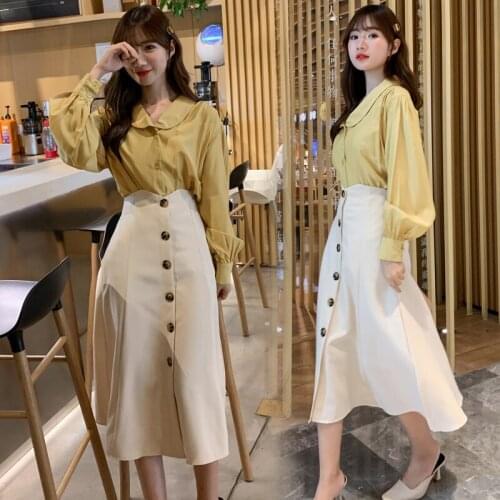2021 Autumn Winter New High Waist Slim Simple Pure Color Casual Loose Oversize Temperament Women A-line Long Skirt Free Shipping