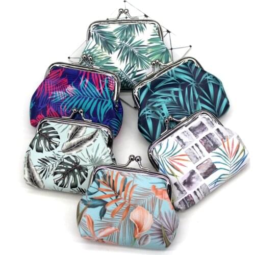 Leaves coin Purses Women Printing girl hasp Zero Wallet Ladies Clutch change purse Female mini money Bags PU Leather Carteira