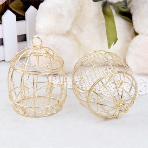 Gold Wedding Favor Box European romantic wrought iron birdcage wedding candy box tin box for Wedding LX8570