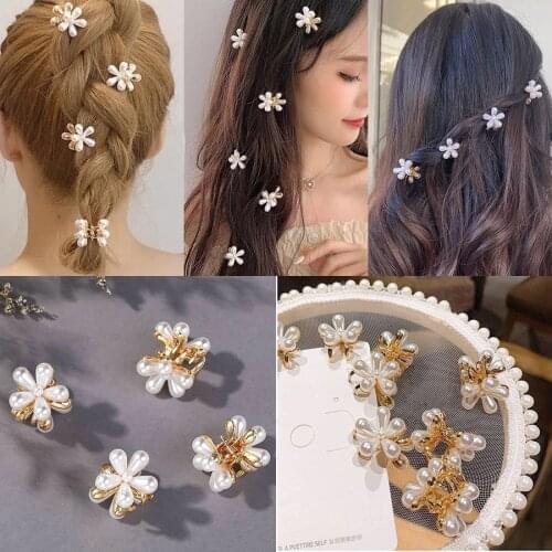 1 Set Sweet Pearl Camellia Hair Claw Fashion Gold Flower Hair Clip Pin For Women Girl Elegant Hair Accessories Headwear