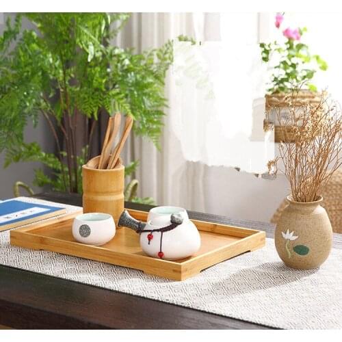 1PC Tea Tray Kung Fu Tea Cutlery Trays Storage Pallet Fruit Plate Decoration 3 Sizes Japanese Food Bamboo Rectangular MF 028