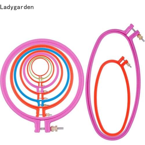 10PCS 3/4/5/6/7/8/9/10in Plastic Frame Embroidery Hoop Ring Circle Round Oval Loop for Cross Stitch Hand Needlecraft DIY Tools