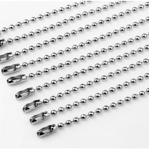1000 Pieces 10 cm Sliver Clasp Ball Chains Metal Bead Chains For Necklace Price Label Tag 2.3 mm Diameter Iron Bead Chains