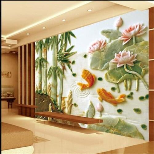 Beibehang 3d stereoscopic HD flower & bamboo Europe TV backdrop wallpaper living room bedroom photo wall paper
