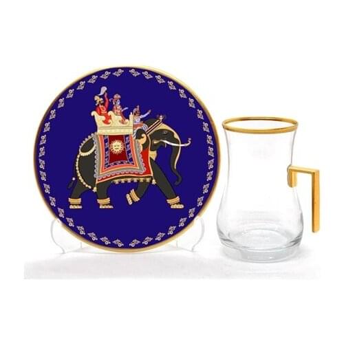 Drop Handles Tea Set 12 pieces Elephant Blue