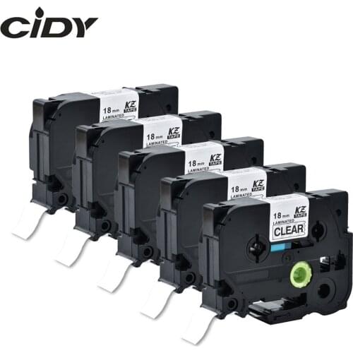 CIDY 5pcs Compatible p touch laminated tze 141 tz141 tz 141 tze141 tape 18m Tze Tape tze-141 tz-141 for brother printers