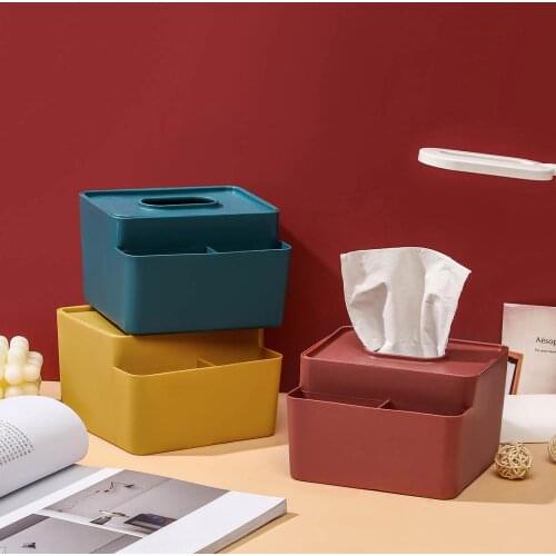 Colourful Napkin Holder Creative Tissue Box Container Desktop Stationery Organizer Remote Control Holder Office Home Table Decor