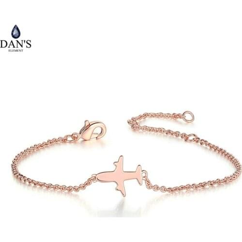DANS ELEMENT Bracelet For Women Simple Style None Stone Little Plane Fly Higher Gift Fashion Jewelry DEH002