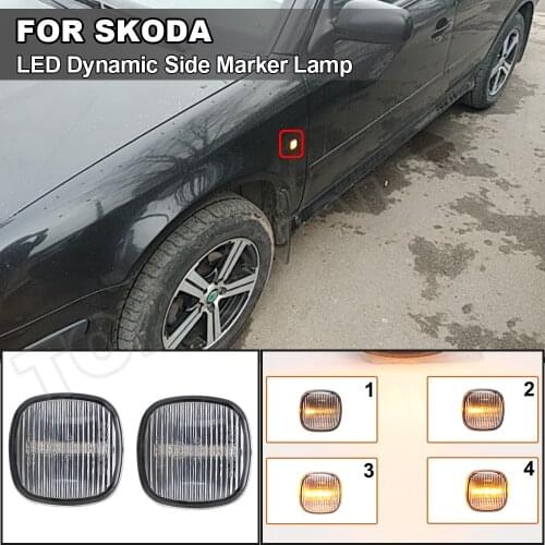 For Seat Ibiza 2 Skoda Octavia Fabia Superb Rapid Roomster AUDI A4 A3 A8 LED Side Marker Turn Signal Light Dynamic Sequential