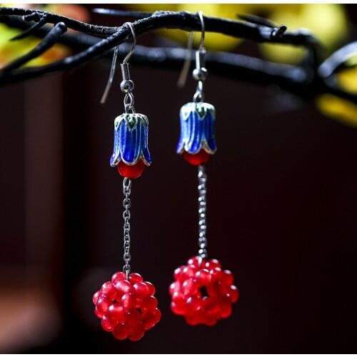 Competitive Products Earrings Cloisonne Weave Grape The Ball No Discoloration Entity Shop Accessories
