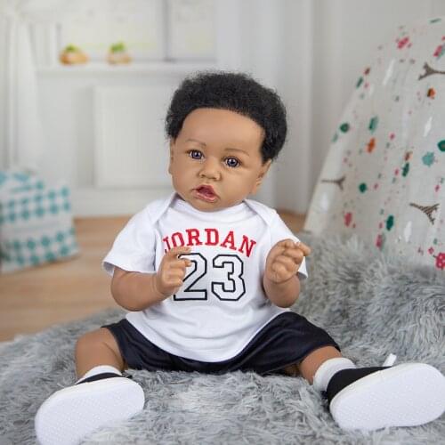 Hoomai Handmade 23' Black skin Reborn Baby Dolls Soft Body For boy Kids Gift Best Playmates