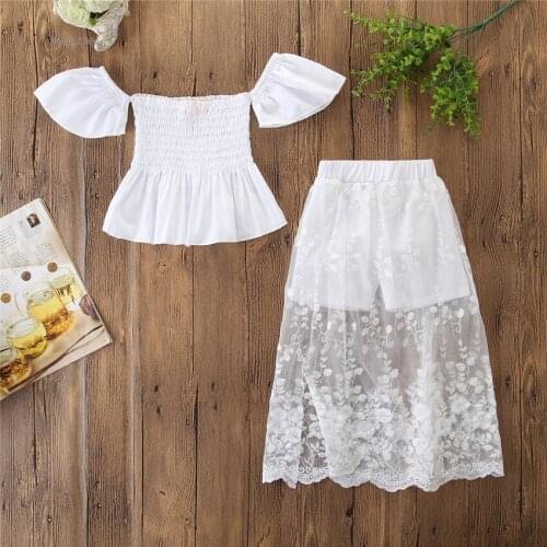 Baby Girls Summer Clothing Sets Shirt Mesh Trouser Or Skirt Sleeveless Printing Long Skirts 2 Pcs/Sets