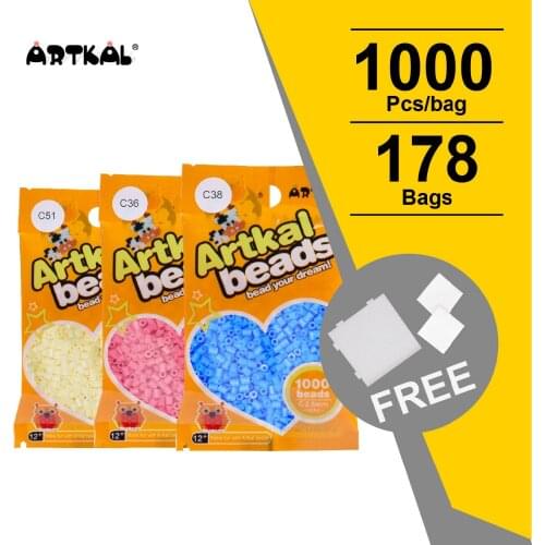 178 Colors C-2.6mm Mini Artkal Fuse Beads 1000pcs/bag Hama Perler beads Funny Education Toys Free square Pegboare CB1000-F