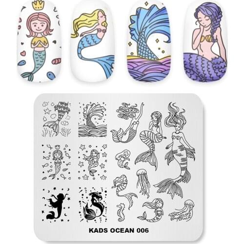 MISSGUOGUO Nail Stamping Plates Template Mermaid Fish Patterns DIY Nail Designs Stamping Polish Manicure Stamper Plate